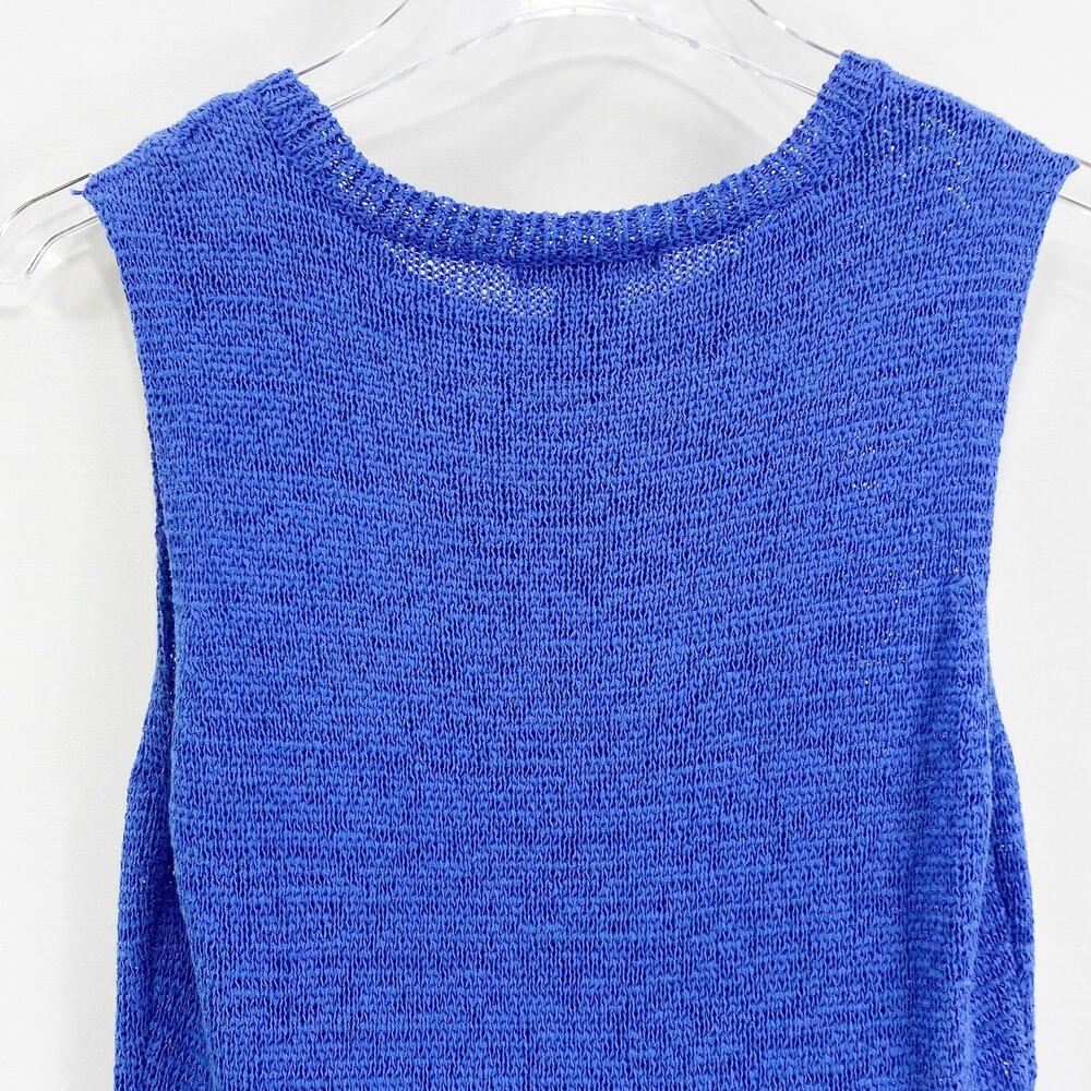WD-NY Blue Round Neck Peplum Sleeveless Blouse - Picture 8 of 9